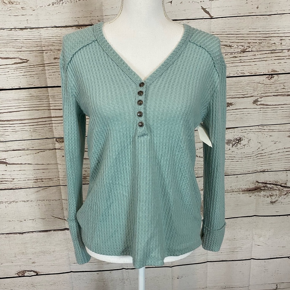 Caslon Knit V-neck Long Sleeve Shirt NWT